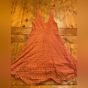 Dark Orange Lace Mini Dress